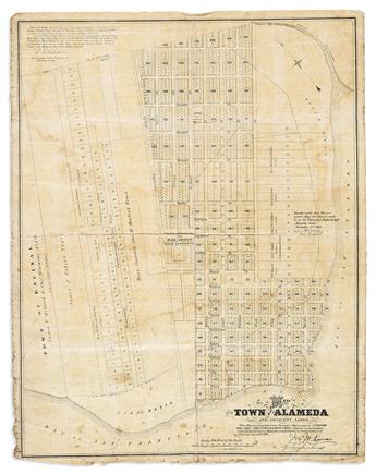 (CALIFORNIA.) Horace A. Higley, et al. Map of the Town of Alameda and Adjacent Lands.                                                            